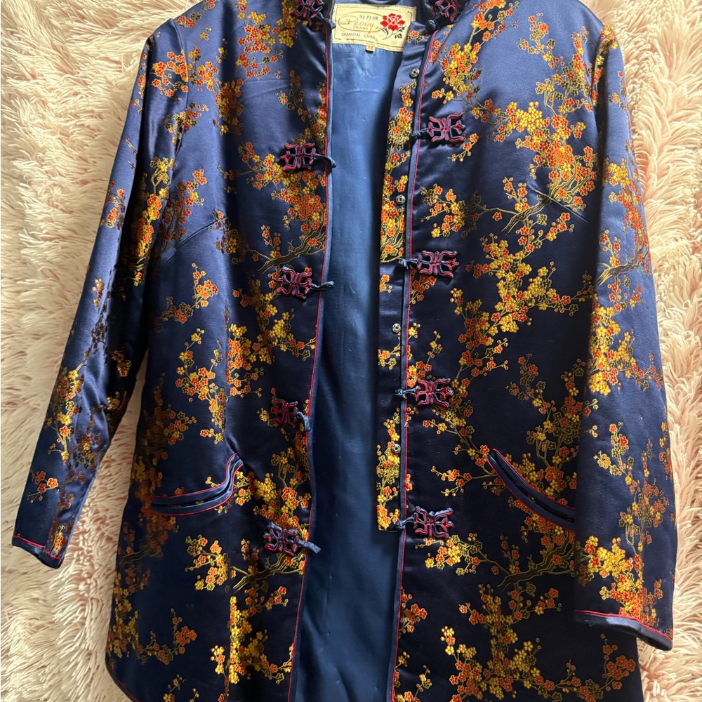 Floral Embroidered Blue Jacket